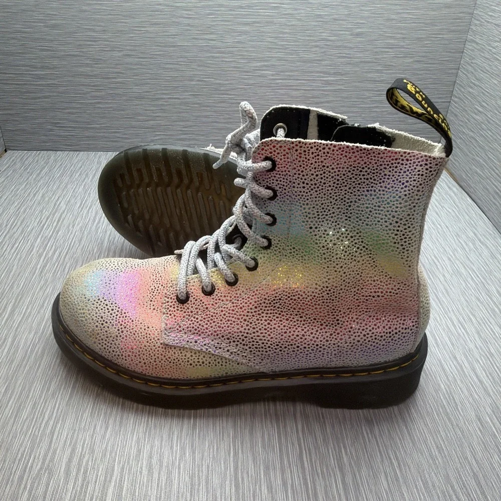 Dr Martens 1460 Pascal J Youth Boots‎ Iridescent Glitter Rainbow Lace Up Girls 2